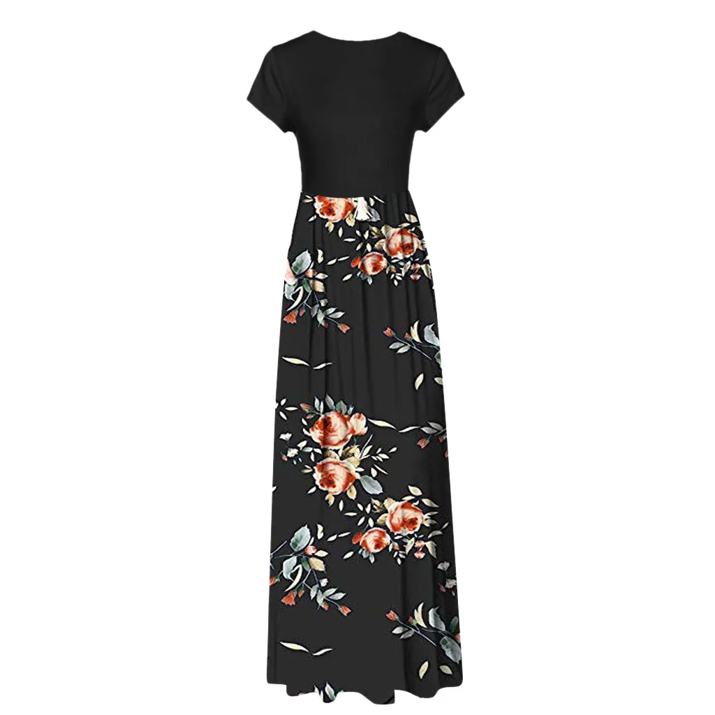 Женское Повседневное платье с круглым вырезом и длинным рукавом, длинное платье плюс размер, летнее платье из полиэстера# YL5