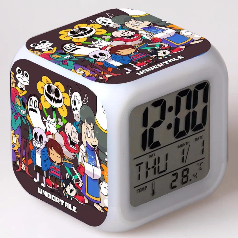 

Undertale Game LED Alarm Clock Anime Figurine Colorful Flash Light Undertale Model Action Toy Figures reloj despertador