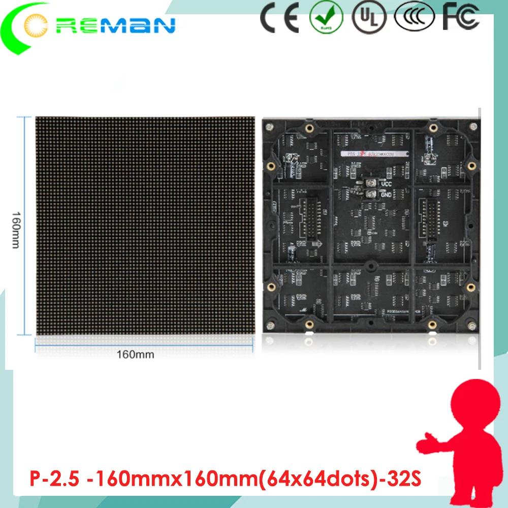 

Free shipping HD led display screen wall led module p2.5 HD video wall pixel 2.5mm led sign module 160mmx160mm 64x64 indoor