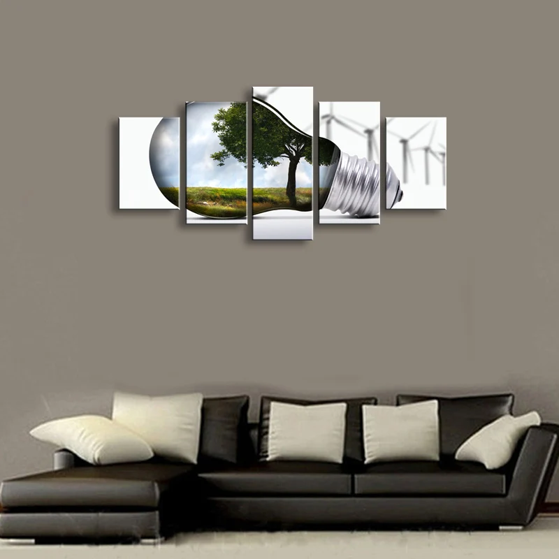 5 pieces high-definition print light bulb canvas oil painting poster and wall art living room picture SD-005 (1)