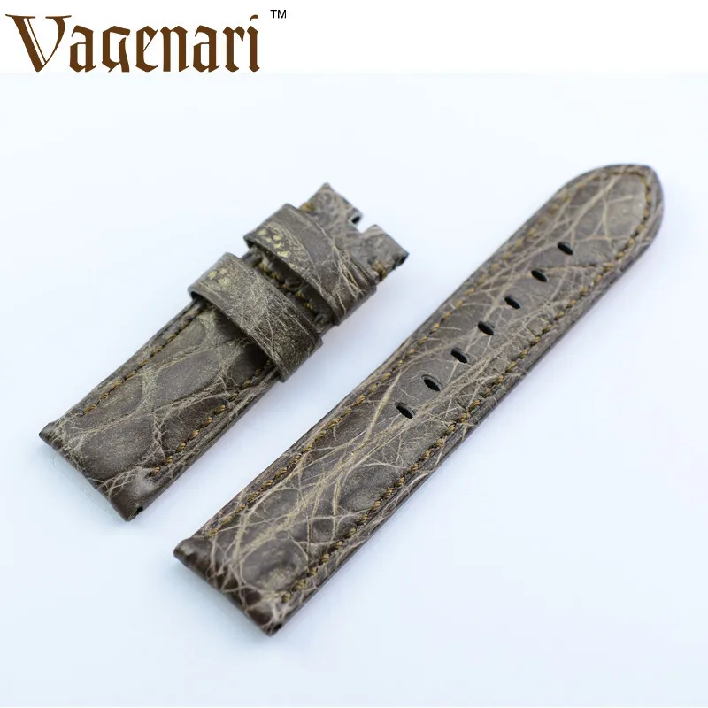 A159 Coffee Alligator Genuine Leather Watch Strap 24/22mm Watchband