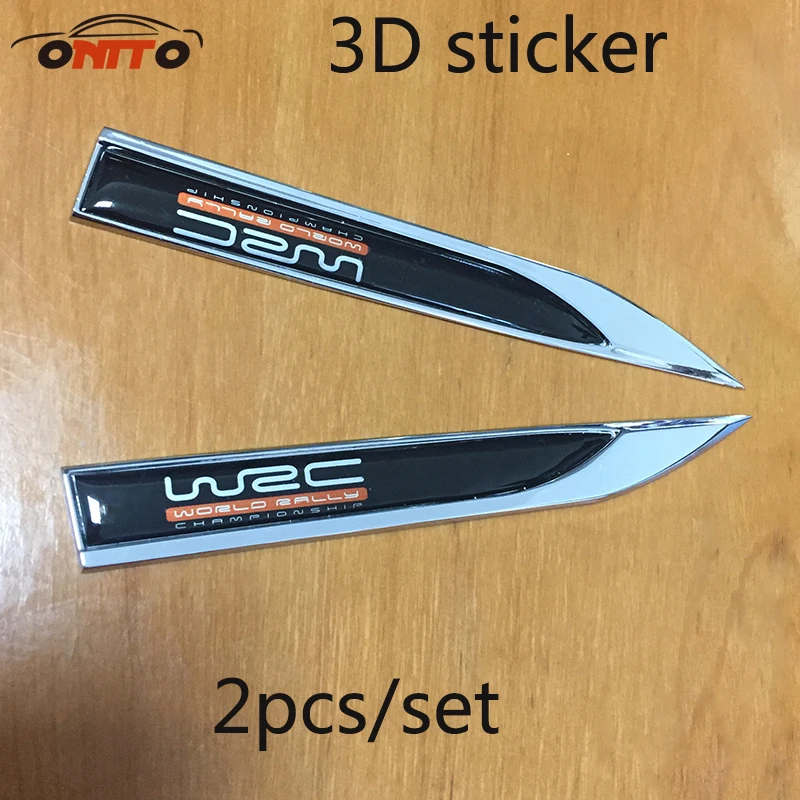 

2pcs Chrome Metal WRC logo Car Window Fender Emblem Badge Accessory 3D Knife Shape Car Body Sticker