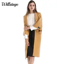 Willstage шерстяной Тренч для женщин 5XL плюс размеры Верхняя одежда более d длинное пальто длинный рукав Свободные Повседневное 2018 весн