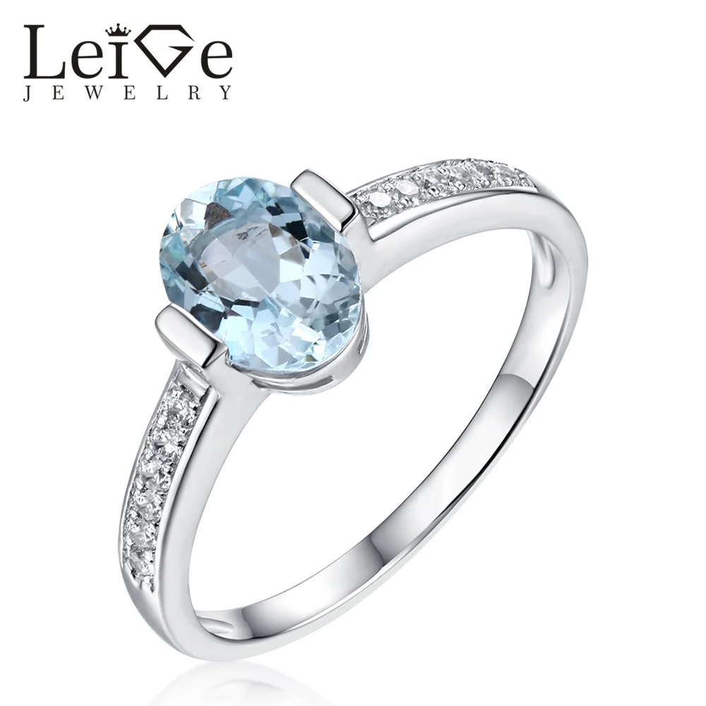 Naturelle Aigue-Marine et topaze bleue Anneau Avec Diamants En Argent Sterling