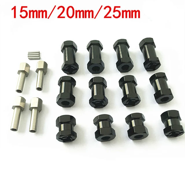 Special Offers 1Set 12mm Wheel Hex Hub Combiner Extension Adapter 15mm/20mm/25mm Black for RC Crawler Cars 4WD D90 AX10 CC01 SCX10 F350