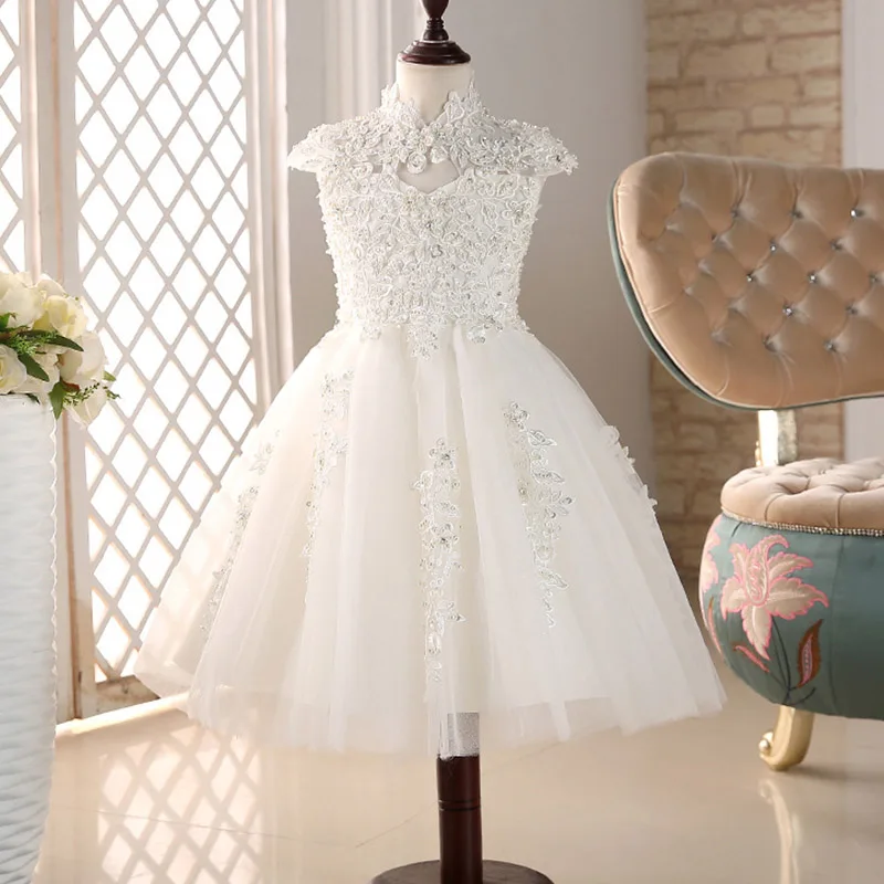 Flower Girls Dresses Pageant Prom Party Ball Gowns Girl Princess Marriage Bead Dress Baby Adult bir