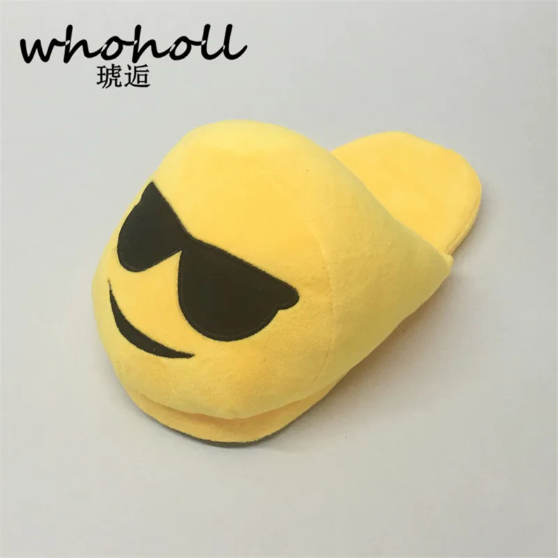 

Whoholl Indoor Warm Emoji Slippers Winter Cotton Plush Slipper Emoji Shoes Smiley Emoticon Winter Soft Plus Size 35-44