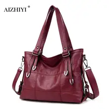 Ретро Стиль большой кожаный Для женщин сумка Crossbody сумка для Для женщин Дамская мода сумка женская большая сумка Sac основной