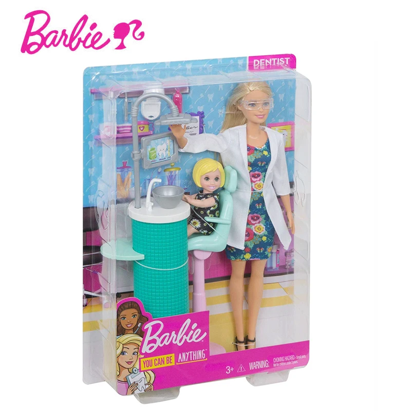 Кукла-стоматолог Barbie authorized и игровой набор, игрушка-доктор с аксессуарами, милая детская кукла Барби Boneca FXP16 для детей, подарок на день рождения