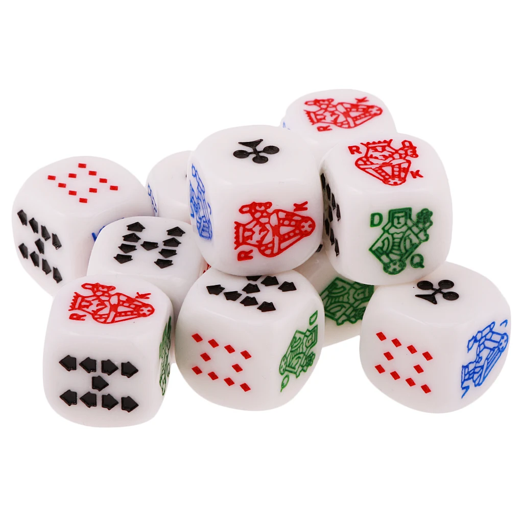 Ace,King,Queen,Jack,10,9 Poker Gaming Card Game Dice Set/20pcs Six Sided D6 
