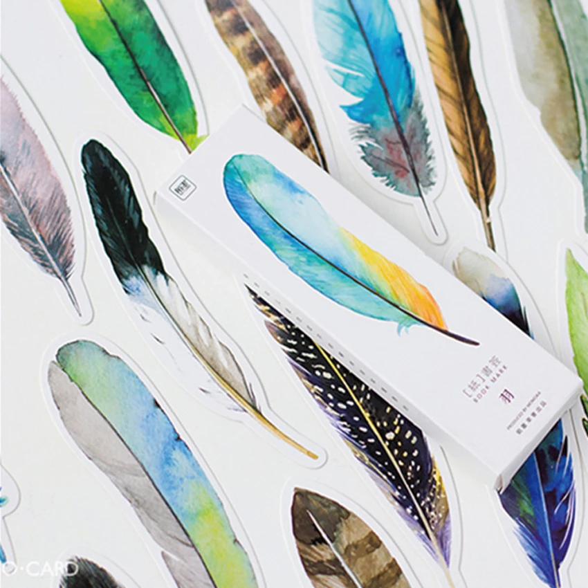 10 упаковок/Партия Красочные перьевые птицы в памяти канцелярские закладки Подставка для книг офисные школьные принадлежности