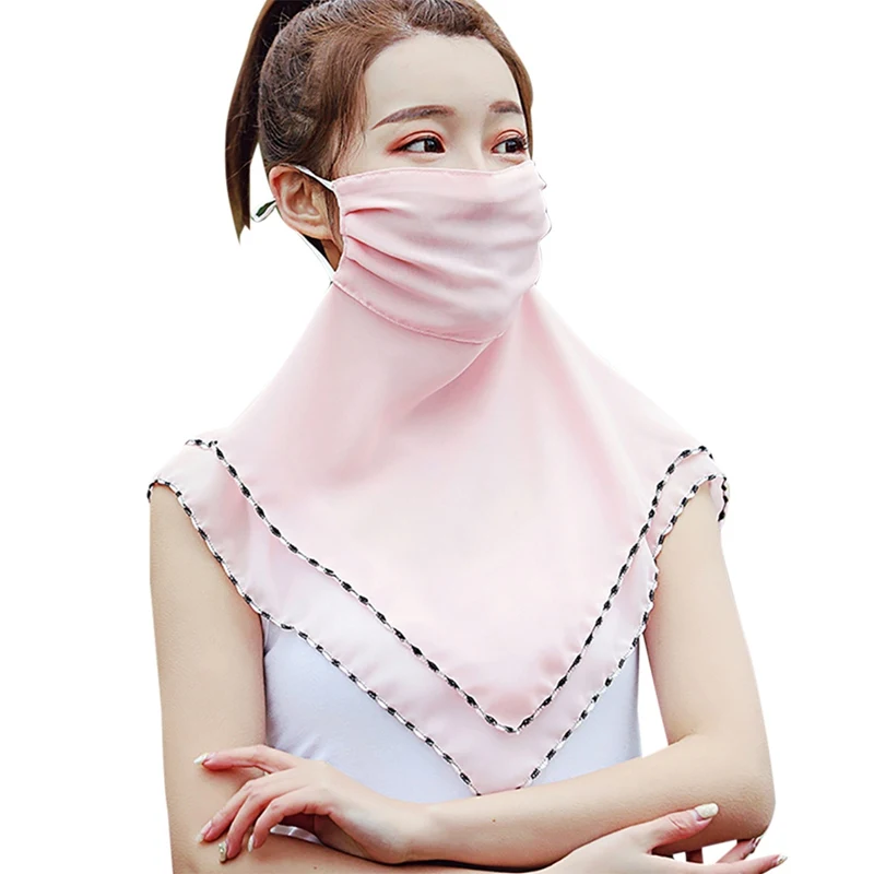 1 шт., летняя женская УФ-шаль для езды на велосипеде и путешествий, противодымная пыльца, маски для защиты шеи, Солнцезащитная шифоновая вуаль - Цвет: CF