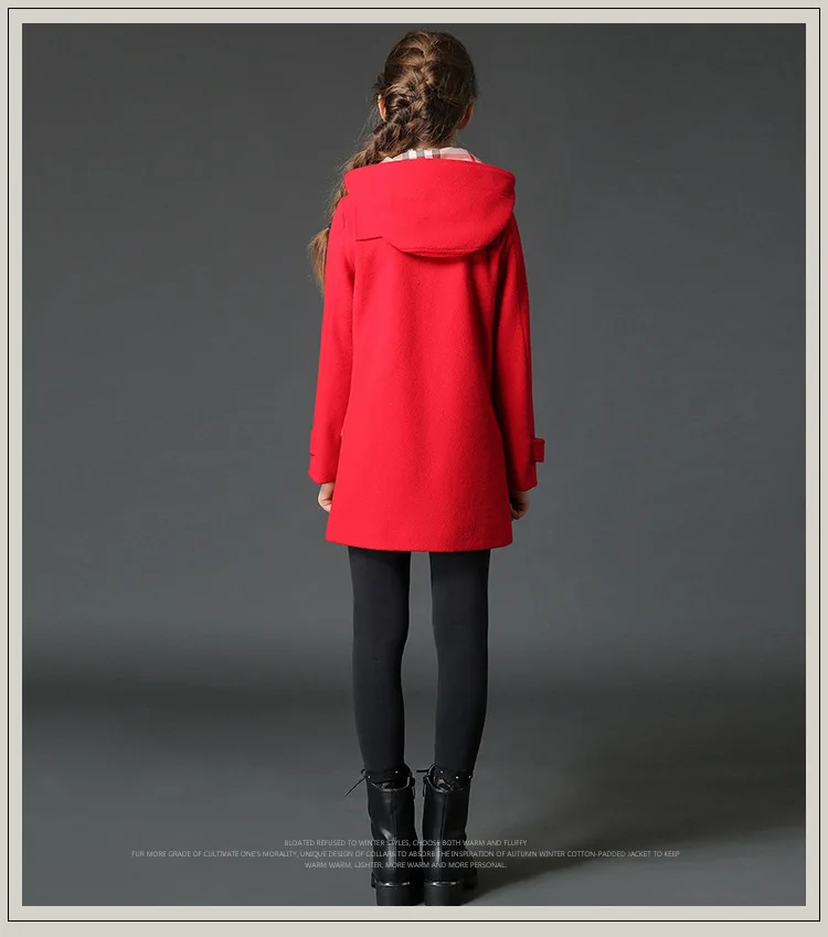 Зимняя куртка для девочек, детское зимнее шерстяное пальто, классическое пальто для девочек на рост 120-160 см,, пальто наивысшего качества