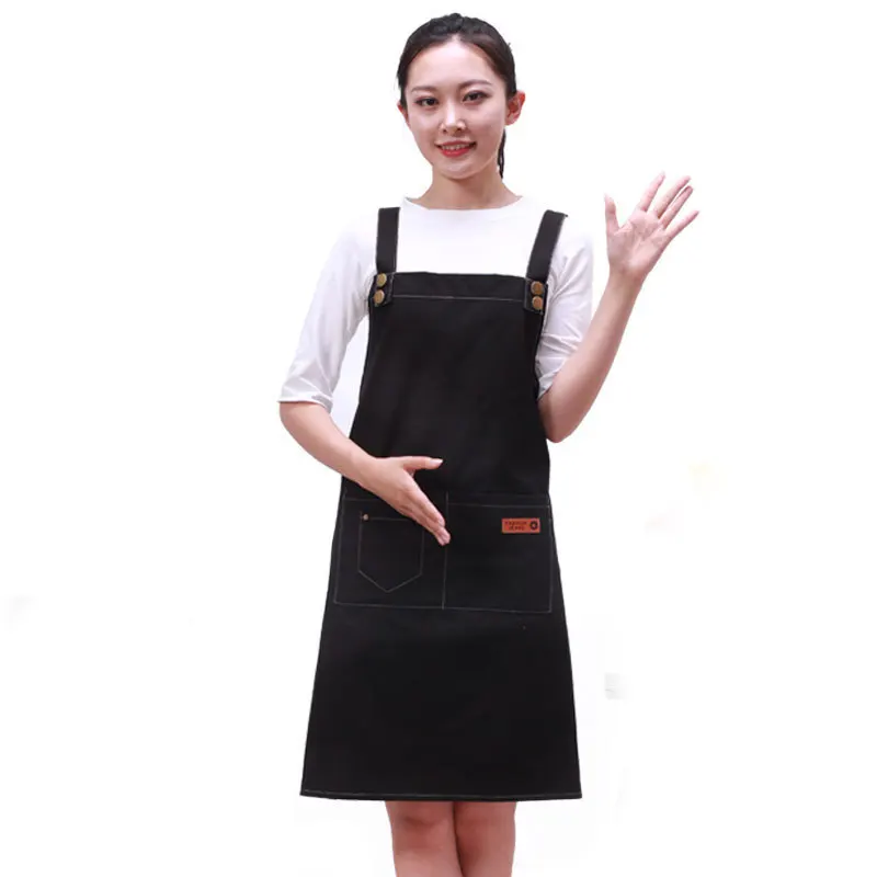High Quality Canvas Cotton Apron Coffee Shop Barber Barista Hair Dresser Baker Work Apron Bib Women Men Cooking Kitchen Aprons