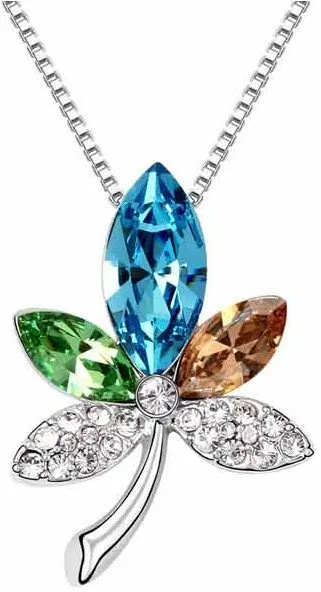 

free drop shipping Gift Bags s New Arrival18K Austrian Crystal Maple Leaf Pendant Chain Necklace fashion jewelry tiger totem