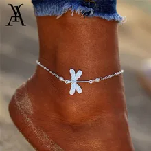 Новые богемные браслеты стрекозы для женщин, богемные браслеты с животными на ногу, винтажные серебряные украшения для ног, пляжные аксессуары