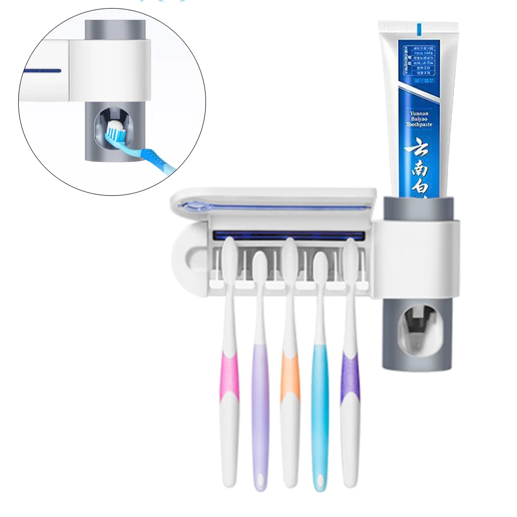2 в 1 UV светильник Зубная щётка УФ стерилизатор Зубная щётка автоматический держатель зубной пасты соковыжималка для дома набор для ванной с вилкой ЕС/США
