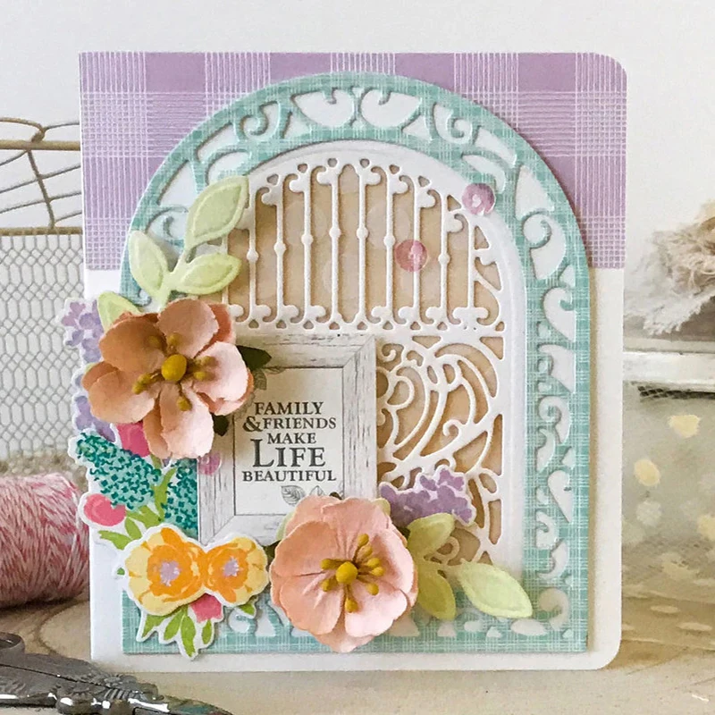 

Flower Frame Door Stencil Metal Cutting Dies Stencil for DIY Scrapbooking Album Embossing Paper Cards Making Decor Crafts