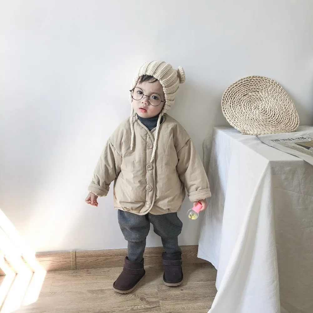 Новые зимние стеганые куртки для маленьких мальчиков, теплая детская верхняя одежда в Корейском стиле, пальто для мальчиков, одежда