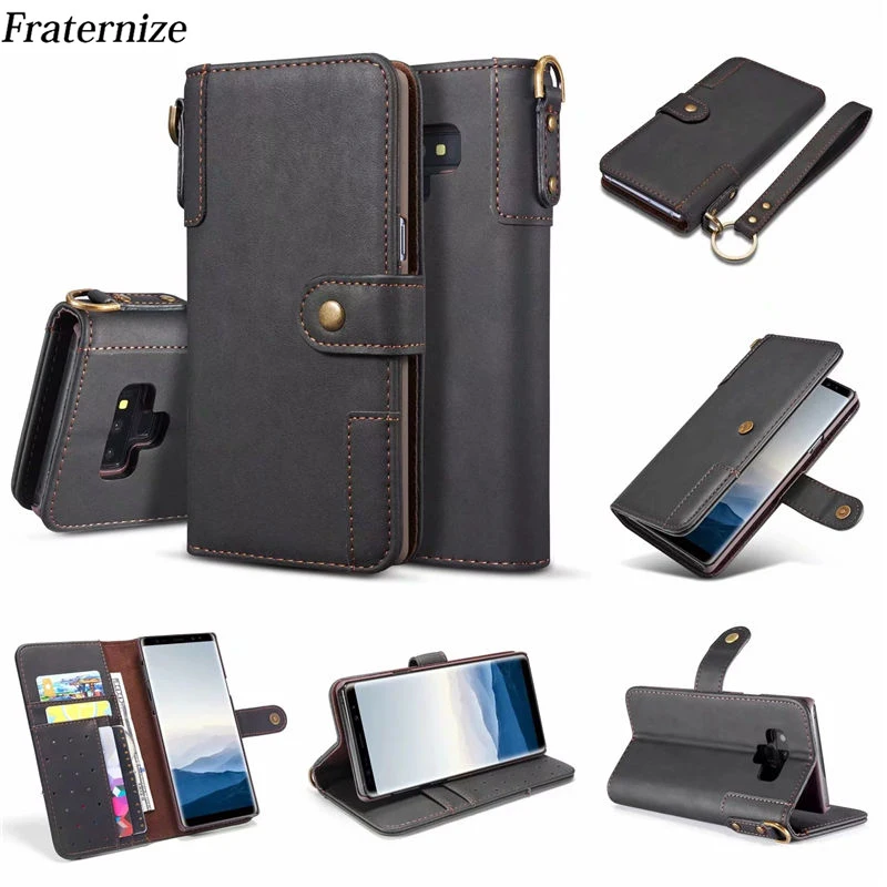 Luxury Retro Cowhide Leather Case For Samsung Galaxy Note 9 8 wallet case Filp Stand Back Cover protection Phone Bag Capa | Мобильные