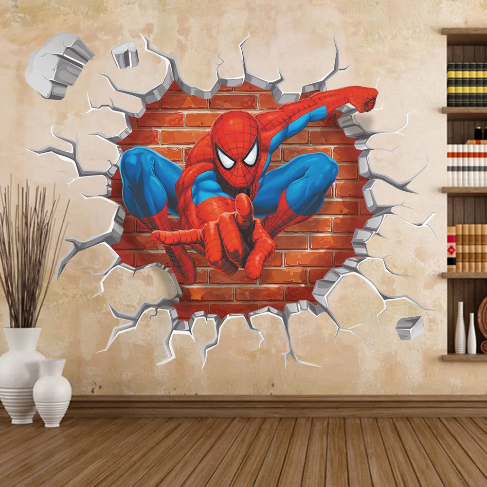 Dream home 3D zy-y006 новые Трехмерные настенные Стикеры с изображением Человека-паука через детскую спальню