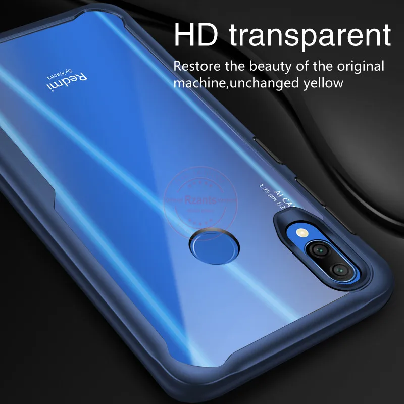 Чехол для телефона Rzants для Xiaomi Redmi Note 7 Прозрачная Жесткая задняя крышка для ПК+ мягкий край противоударный тонкий чехол для Redmi Note 7