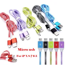 1 м 3Ft сильный плетеный ткань нейлон USB синхронизация данных Зарядное устройство для iPhone 6 5 7 8 X Красочные