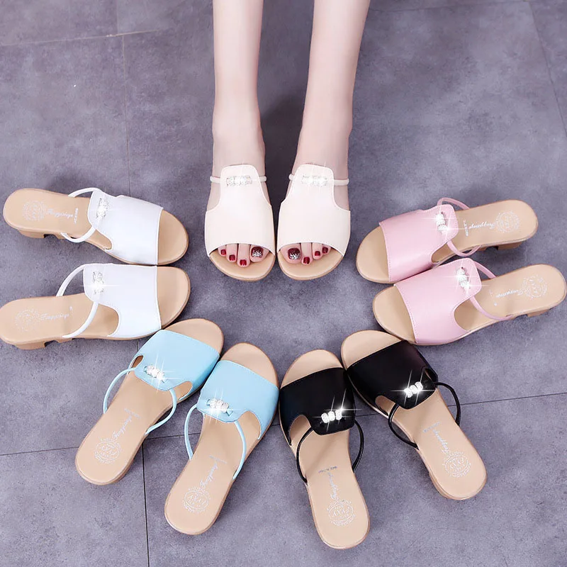 

VTOTA Summer Women Slippers Flat Beach Flip Flops Leather Slides Gladiator Open Toe Mules Ladies Shoes Platform Wedges Shoes
