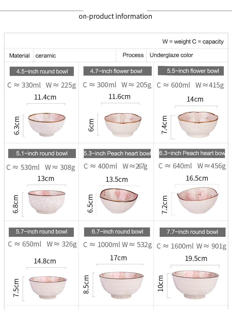 Японская цветущая вишня Снежинка глазурь ручная роспись керамическая посуда Ретро тарелка миска для риса набор бытовой посуды