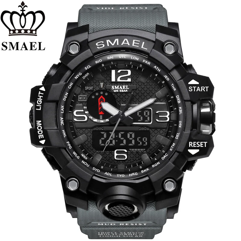 Топ люксовый бренд Smael спортивные часы мужские светодиодный цифровые часы повседневные стильные военные часы мужские повседневные кварцевые часы Reloj Hombre