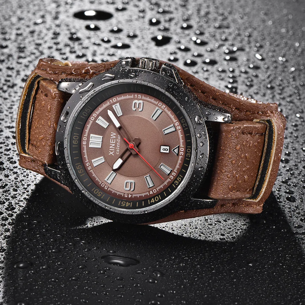Часы XINEW мужские Роскошные тонкие водонепроницаемые мужские часы кожаные минималистичные кварцевые часы мужские relogio masculino# p8
