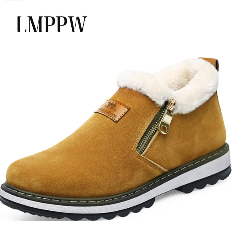 

New 2018 Men Boots with Fur Winter Warm Snow Boots for Men's Low Help Boots for Men's Footwear Fashion Rubber Ankle Shoes 2A
