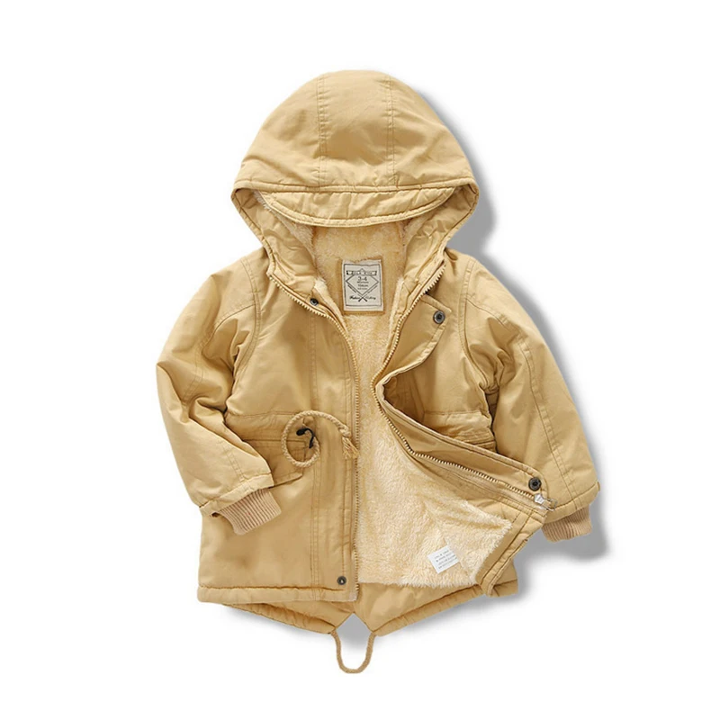 Goede Winter Herfst Thicken Jas Jongens Meisje Kids Windjack Jassen Mode Kinderen Hooded Trenchcoat voor peuter jas Katoen Warm