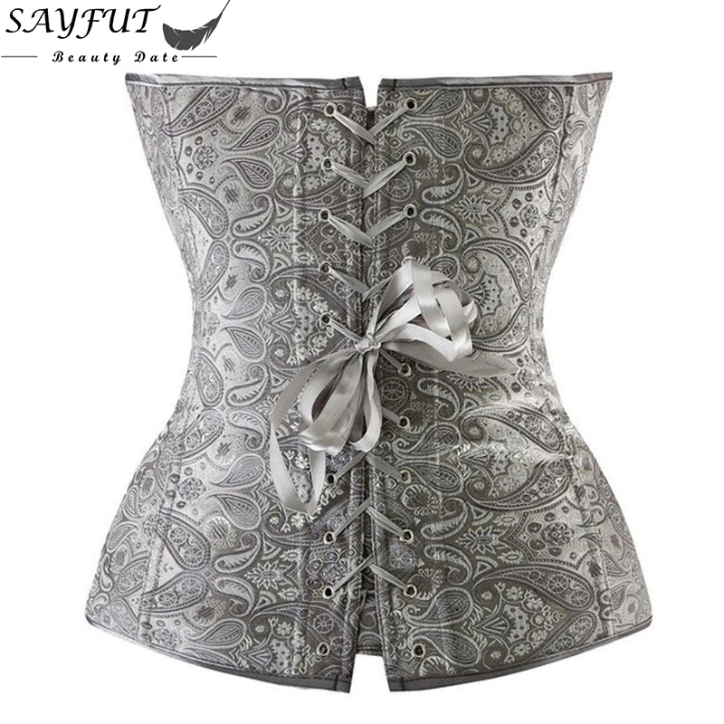 Women's Sexy Ladies Wedding Lingerie Brocade Bustier Boned Lace-Up Back Corset Waist Trainer Corsets And Bustiers espartilho Women's Sexy Ladies Wedding Lingerie Brocade Bustier Boned Lace-Up Back Corset Waist Trainer Corsets And Bustiers espartilho