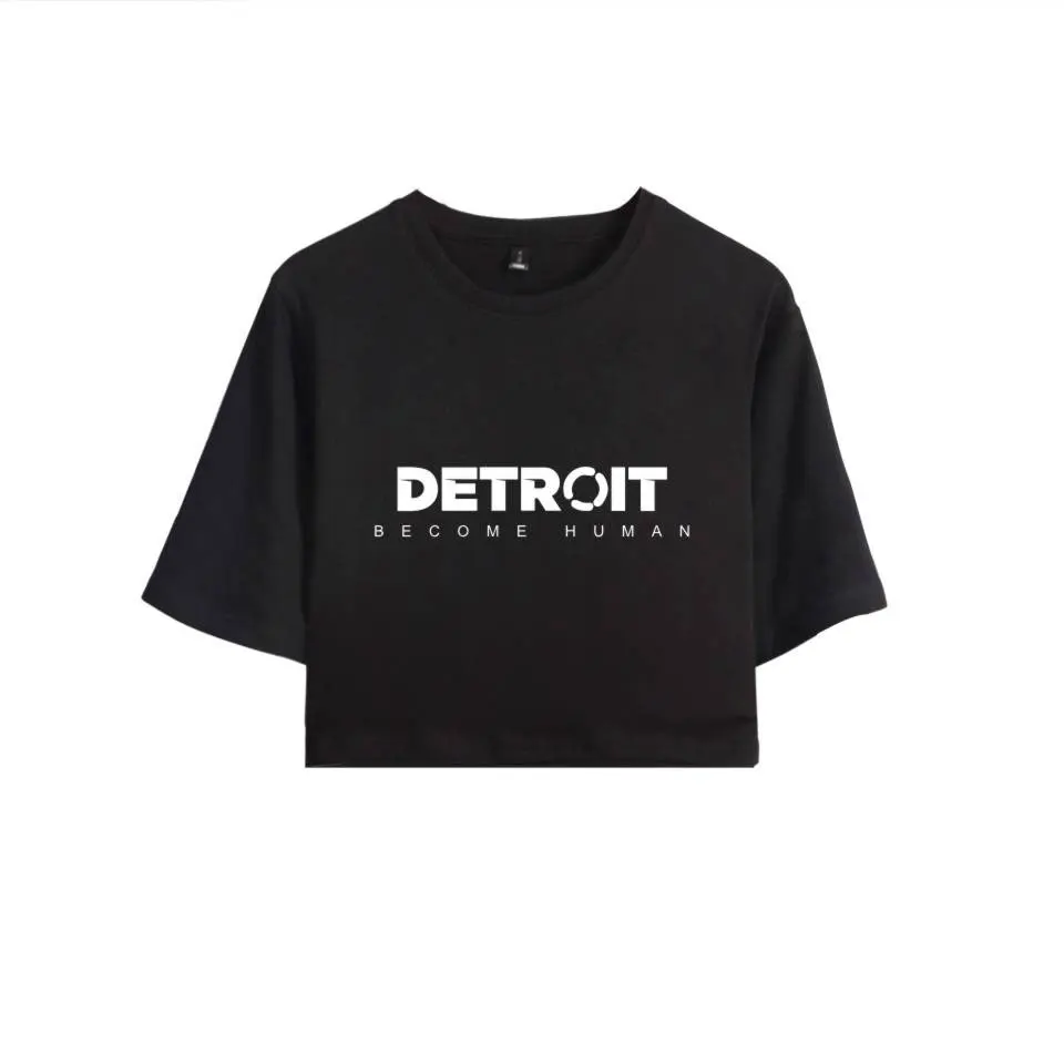 

2018 New Detroit Become Human T shirt Crop Top Hot Game 100% Cotton Short Sleeve T-shirt Summer Casual Tshirts Women Clothes