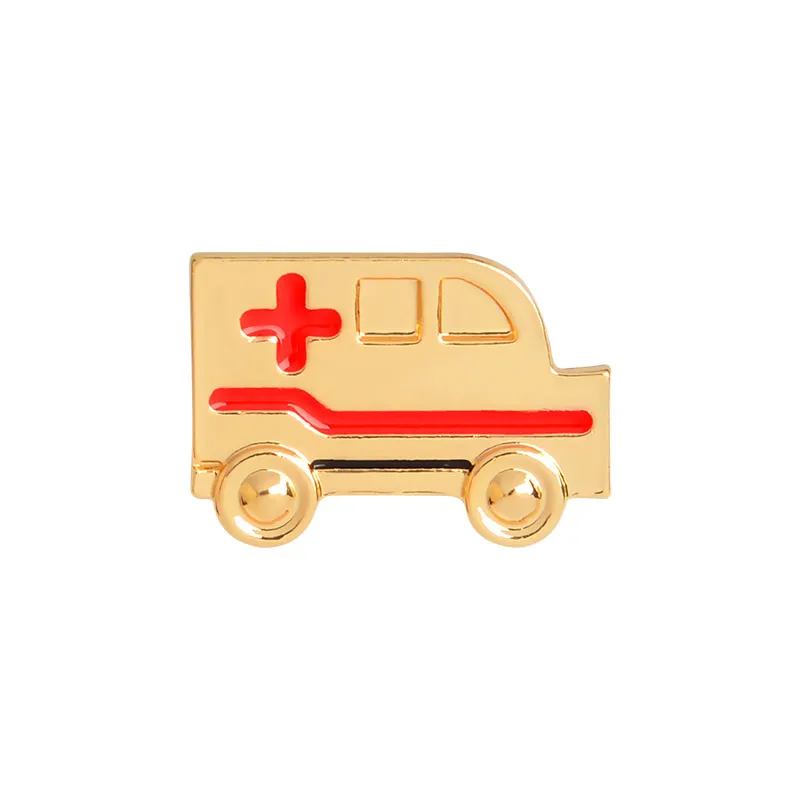 Ambulance-gold Qihe ювелирные изделия скорая помощь булавки значки Броши нагрудные булавки медицинские украшения Доктор Медсестры медицинская школа Выпускной подарок медсестры ювелирные изделия - Окраска металла: Ambulance-gold