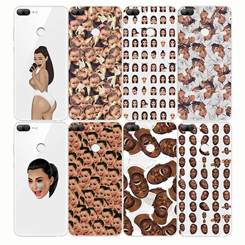 

Kimoji Kim Kardashian Soft Silicone Phone Cover Cases Funny Face Kanye Capa Back for huawei honor 8 9 10 lite