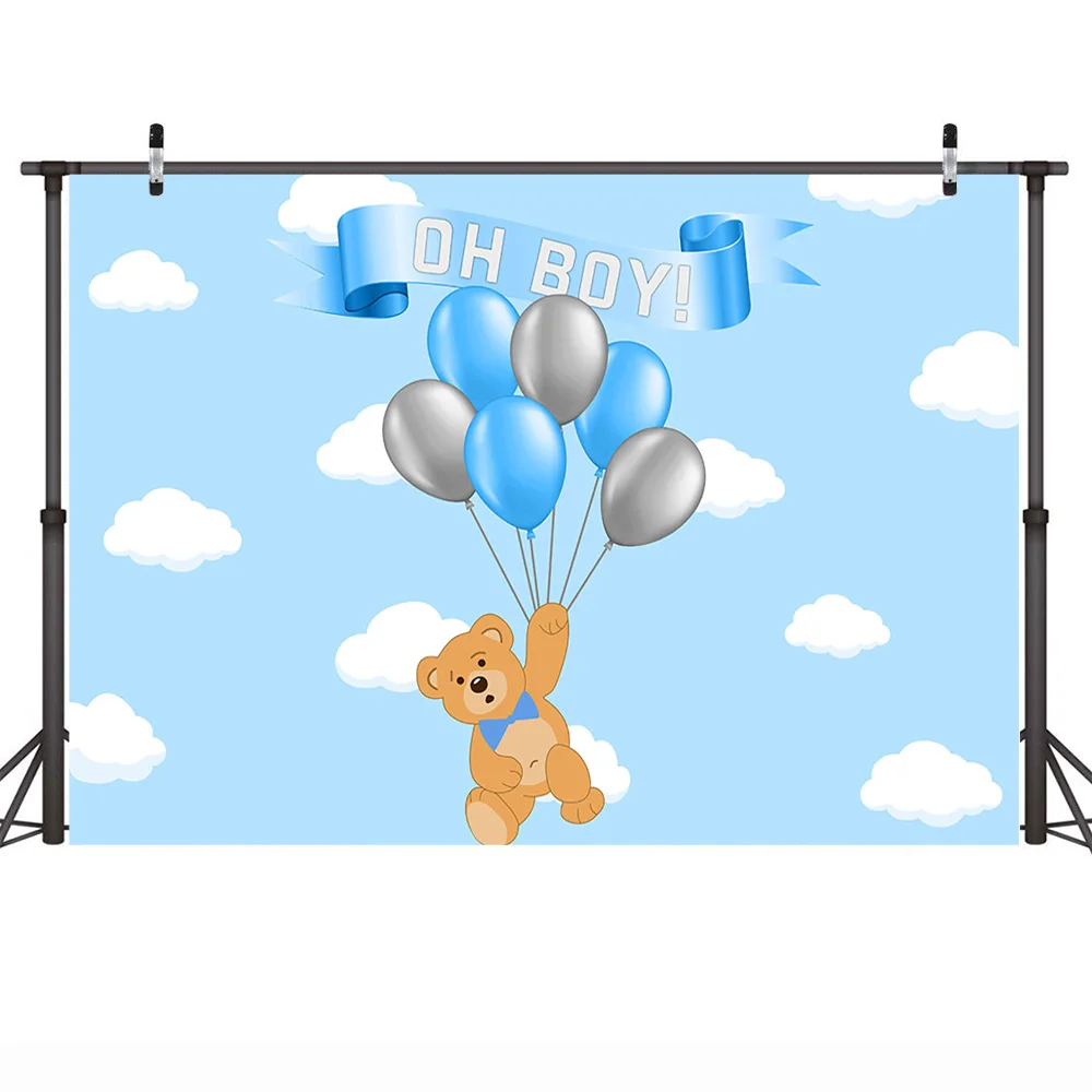 Mehofoto мультфильм Медведь фотографии фоны для мальчика воздушные шары День рождения Новорожденный ребенок Фото фон облако голубое небо
