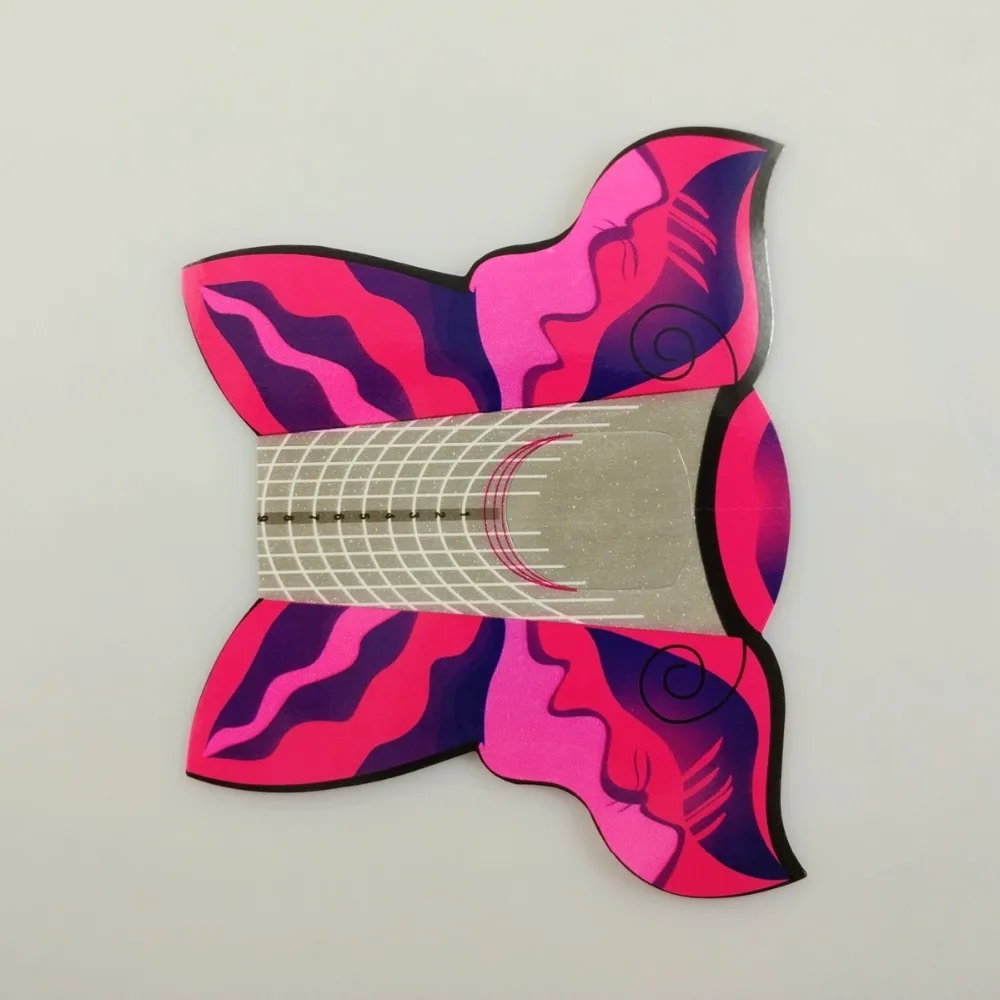 

10 pcs/ Lot Large Pink Butterfly U Shape Extension Nail Form Roll Art Tip Extension Forms for Acrylic UV Gel 8.4X6.5cm