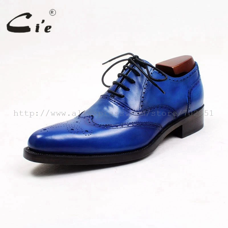 Completa Azul Welted Grão Medida Bezerro Apontado Sapato Sob Goodyear Royal Cie Completo Ox526 Couro Dedo Homens Brogues Dos De Medalhão OXnqw0g8