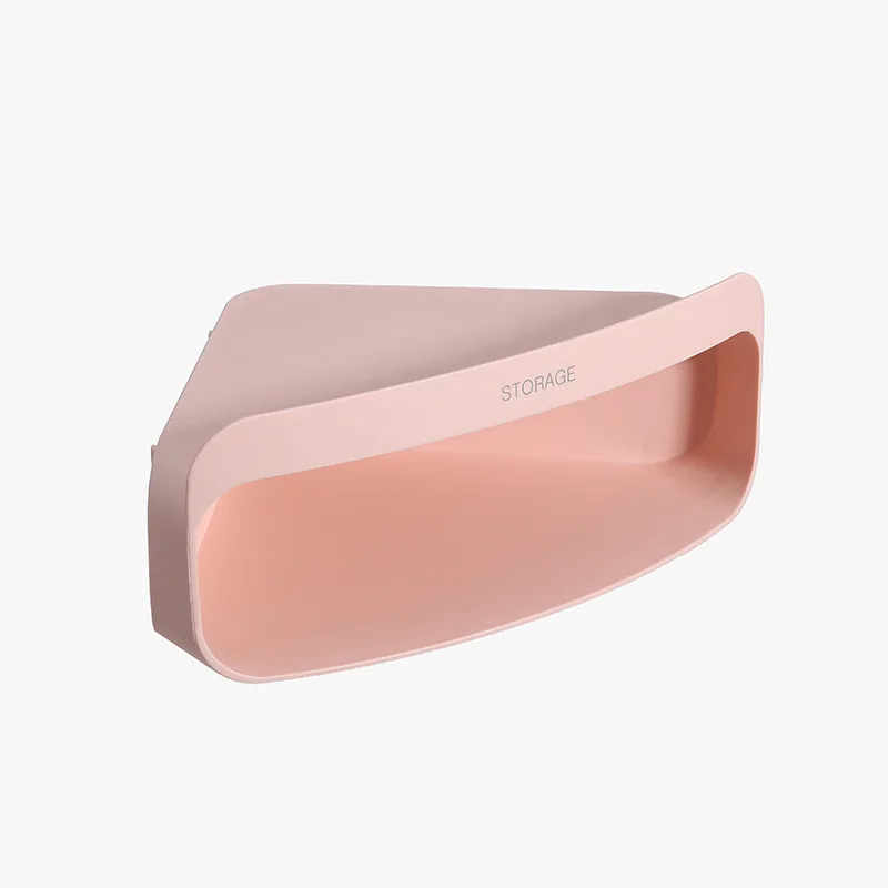Присоска угловая полка для ванной шампунь держатель для жидкого мыла Лофт Двухслойный дизайн стеллаж для хранения Органайзер для ванной туалет - Цвет: Pink