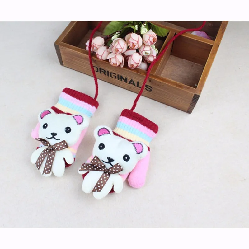 New Kids Gloves Cartoon Bear Infant Gloves Warm Boys Girls Mittens Lovely Crochet Toddler Glove Autumn Winter Baby Accessories (7)