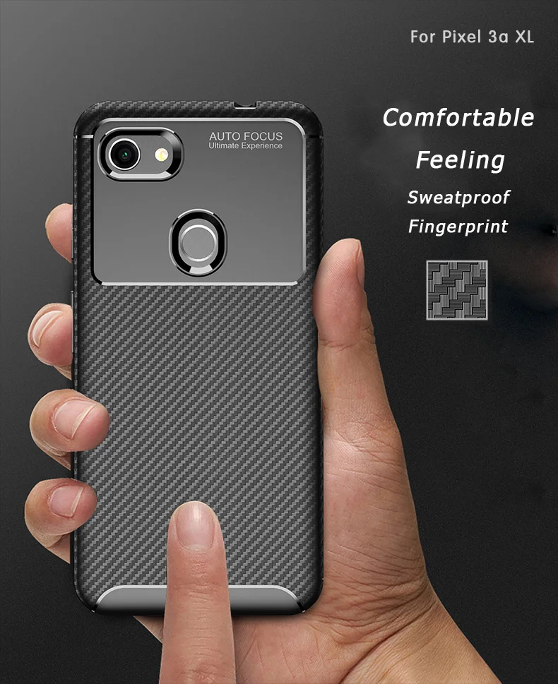 

Carbon Fiber Armor Back Case For Google Pixel 3A XL Case Pixel 3A 3XL Soft Silicone Thin Cover Full Protection Shockproof Case