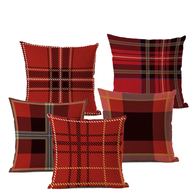 

Geometric Lattice Cushion Cover Linen Cotton Fashion Home Sofa Decoration Coffee Shop Chair Pillow Home Textile Bed Back Pillow