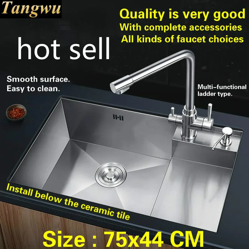 Free shipping Luxury fashion kitchen manual sink single trough food