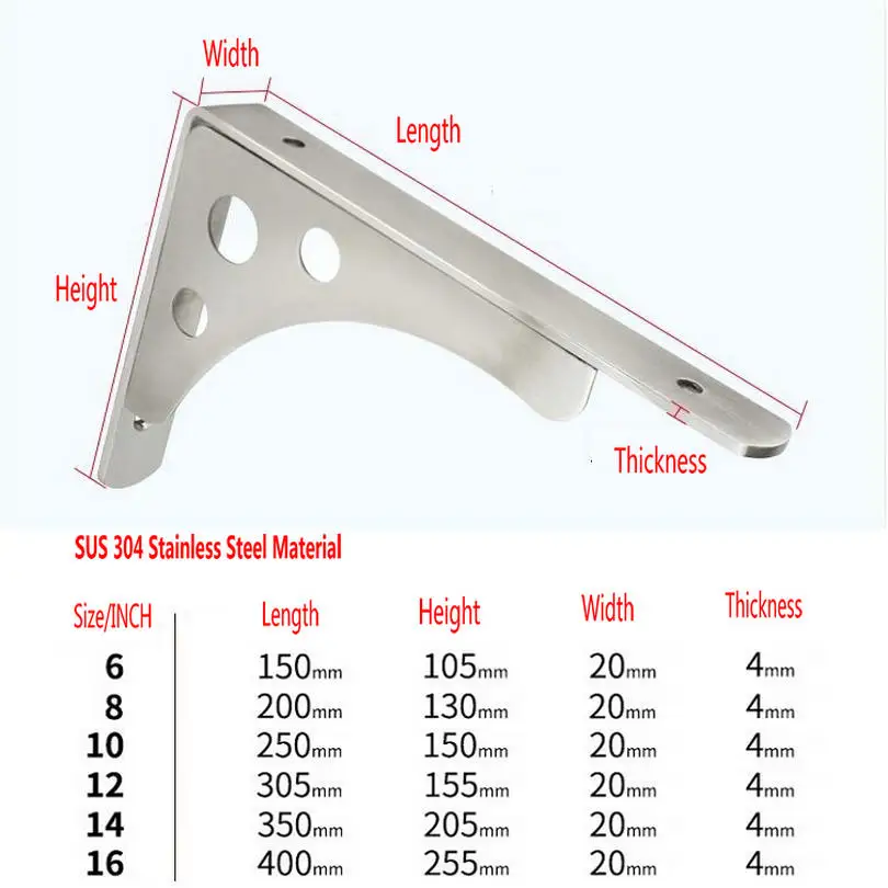 SUS304 Stainless Steel Shelf Bracket L Shape Thickened Corner Right Angle Two Ways Use Bracket Up Down Hold Rack (4)