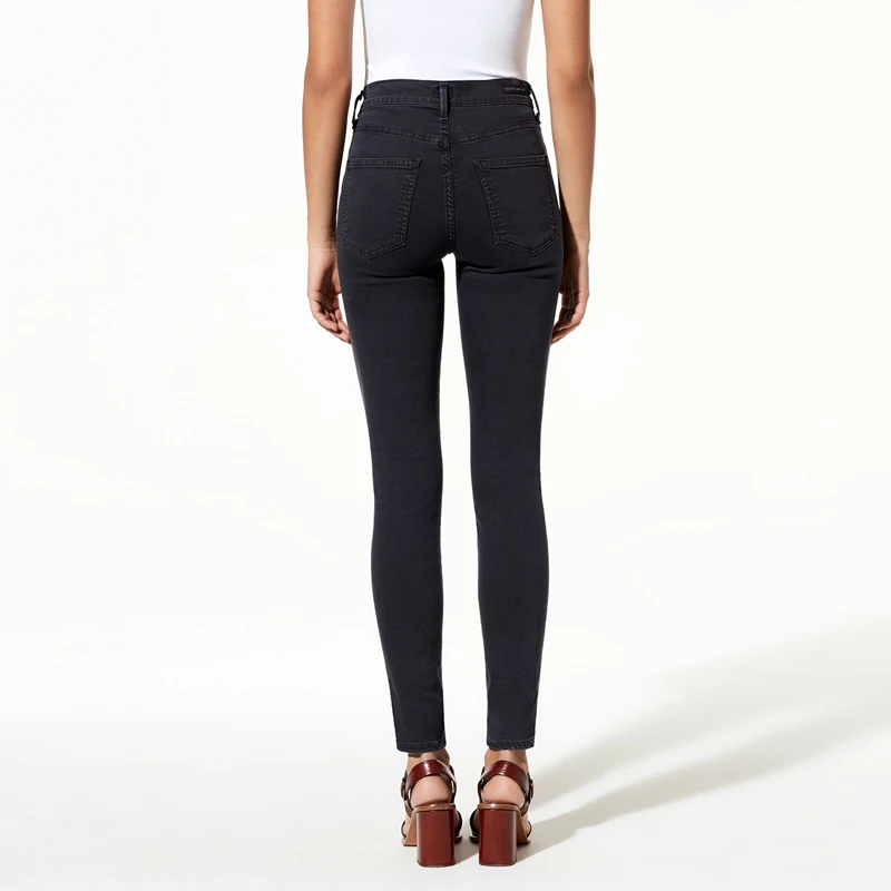 2017 Modaberries women skinny jeans black high waist rise in dark