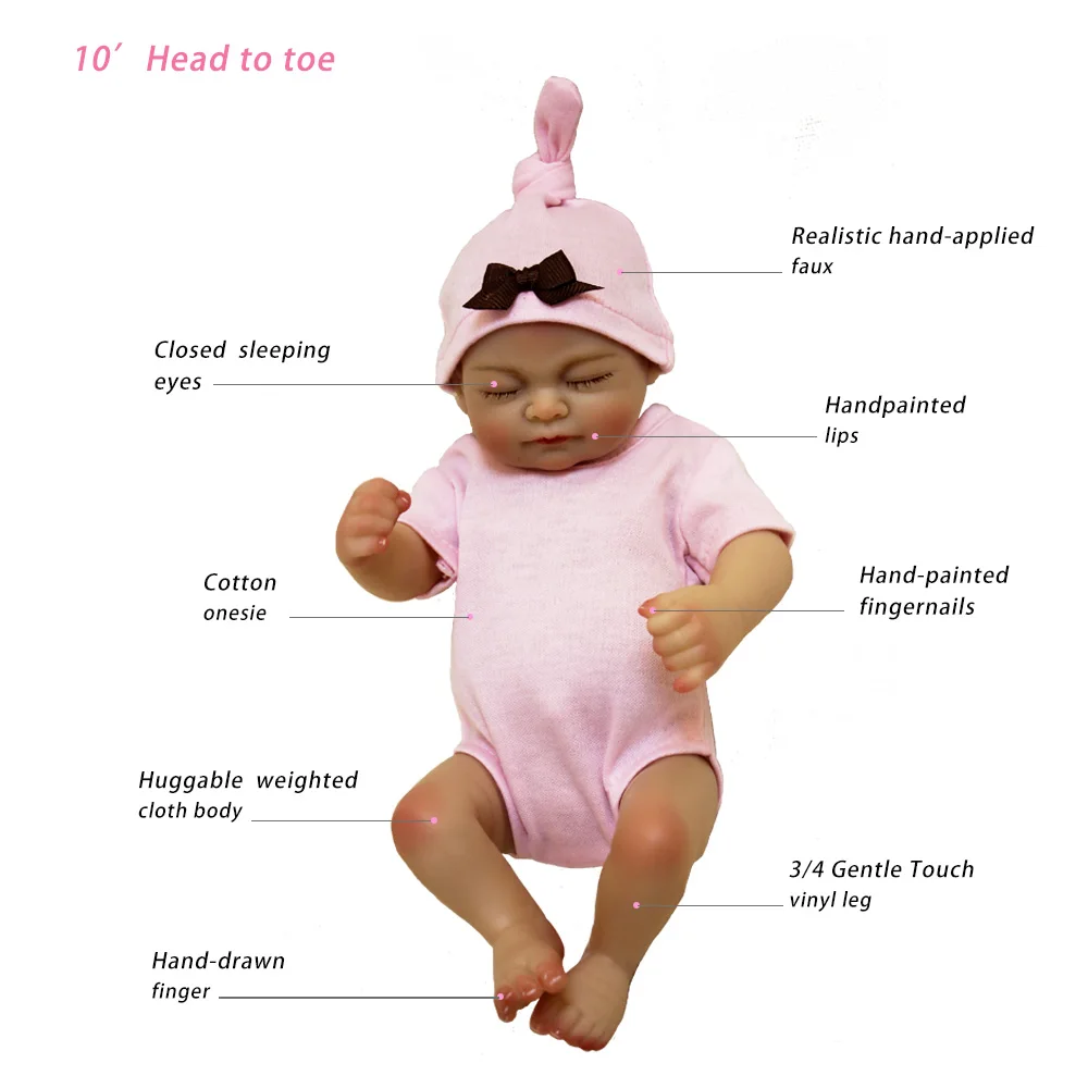 OtardDolls Mini bebe Reborn Baby Doll 10 дюймов 25 см полный корпус кремния винил Baby Alive Игрушки для девочек подарок для детей подарок