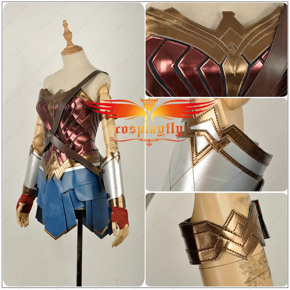 BatmanvSuperman:Dawn of Justice Wonder Woman Costume Adult Cosplay with Rope Gift / Silver Wrist Guards (Seperate Corset&Dress!)