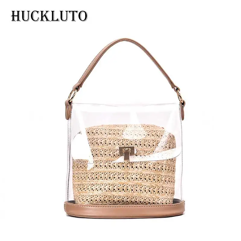 

HuckLuto 2019 New Limited Time Discount Fashion Transparent Small Beach Shoulder Crossbody Bucket Bag Female Handbag Jelly Bag